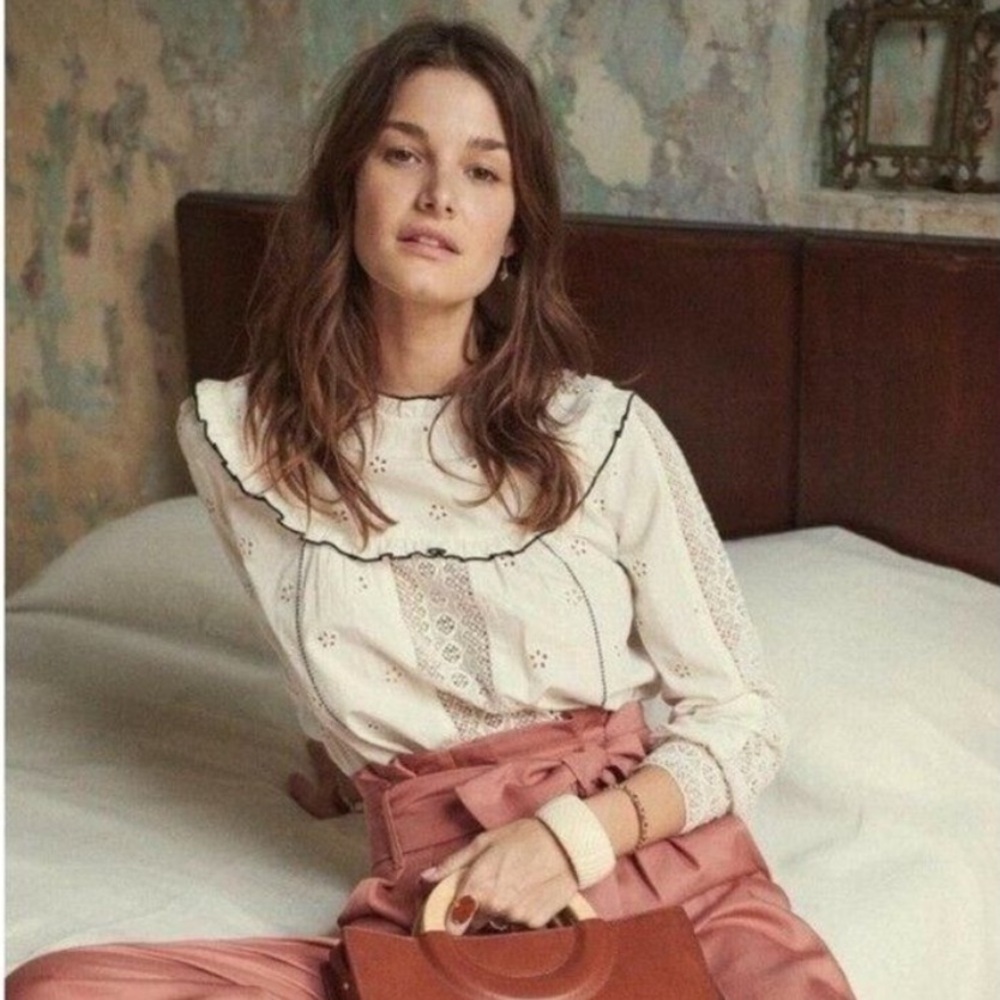 Sèzane Katalina Ecru Off White Lace Blouse
